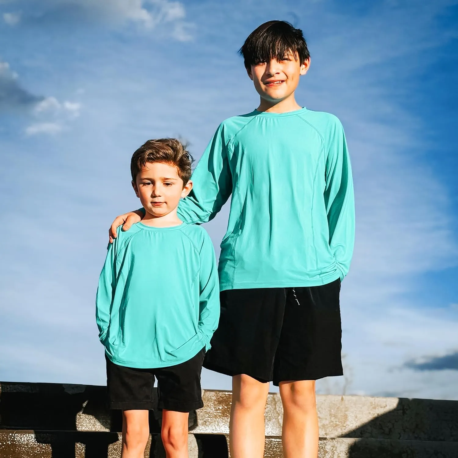 BIG ELEPHANT 3 Pack Boys Long Sleeve Rashguard – UPF 50 ,Quick-Dry Athletic Shirts for Youth, Breathable Crew Neck