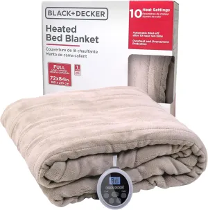 BLACK DECKER Heated Blanket Electric Full, Micro Plush Electric Blanket, Heating Blanket with 10 Heating Levels, 10H Timer, Auto Shutoff, Fast Heating (84x90 inches, Cream)