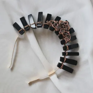 Black Raw Crystal Crown Rose Quartz Headband Hair Accessories Witch Accessories Gift (Color : Light Yellow Gold Color)