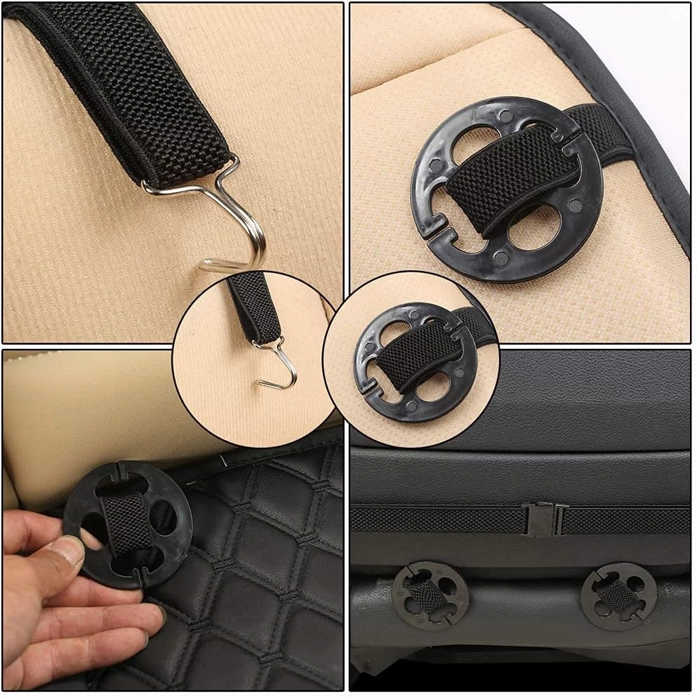 Black Panther 1 Piece PU Car Seat Cover Front Seat Protector Compatible with 90% Vehicles,Embroidery,Anti-Slip & Full Wrapping Bottom W55cm*D54cm(21.65''*21.26'') (1Piece,Burgundy)