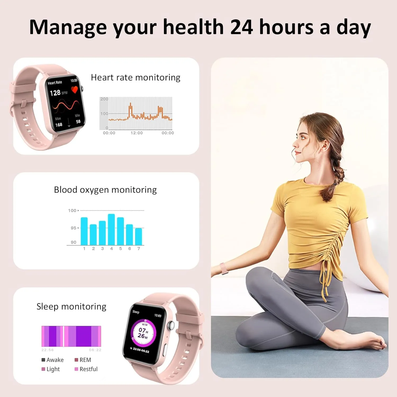 Blackview Smart Watches for Women(Make and Answer Calls),1.85''HD Screen Fitness Tracker Watch,100  Sport Modes,SpO2/Heart Rate/Sleep Monitor for Android iPhone