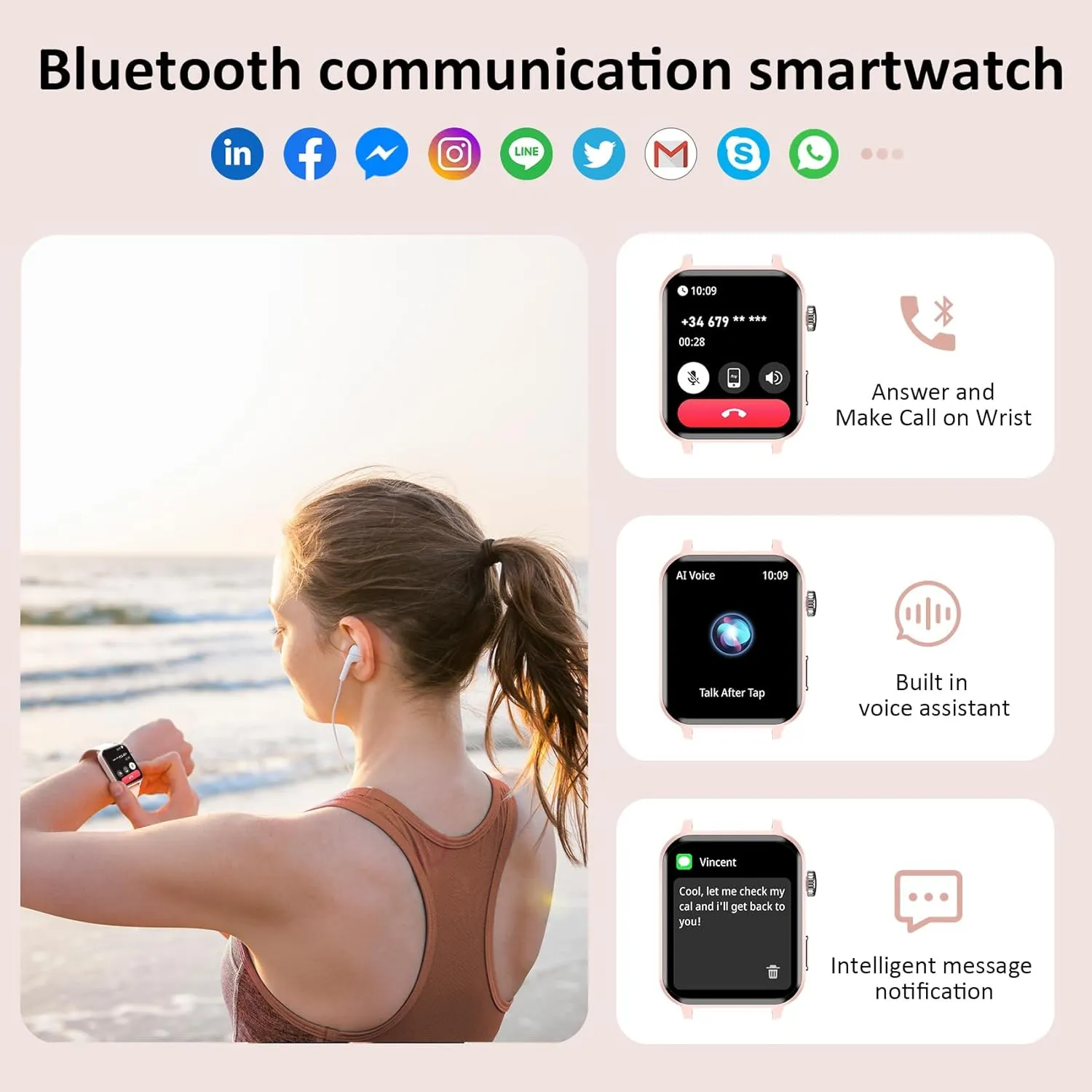 Blackview Smart Watches for Women(Make and Answer Calls),1.85''HD Screen Fitness Tracker Watch,100  Sport Modes,SpO2/Heart Rate/Sleep Monitor for Android iPhone