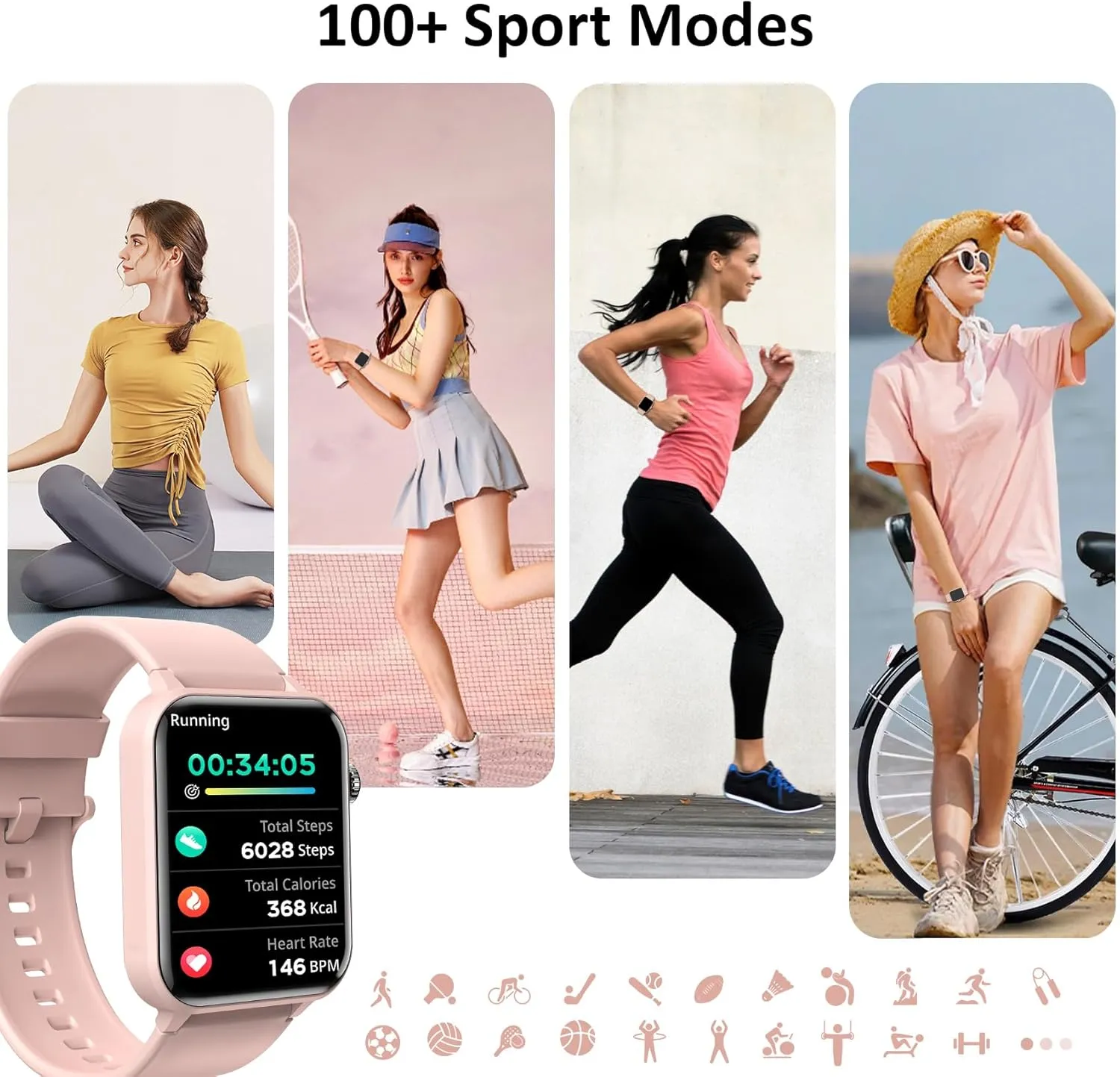 Blackview Smart Watches for Women(Make and Answer Calls),1.85''HD Screen Fitness Tracker Watch,100  Sport Modes,SpO2/Heart Rate/Sleep Monitor for Android iPhone