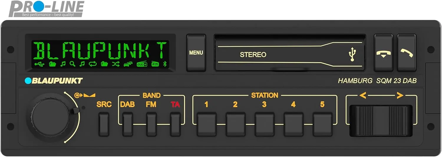 Blaupunkt Hamburg SQM 23 DAB Retro Car Radio: 80s Design with Modern Technology, DAB , Bluetooth, and USB Support