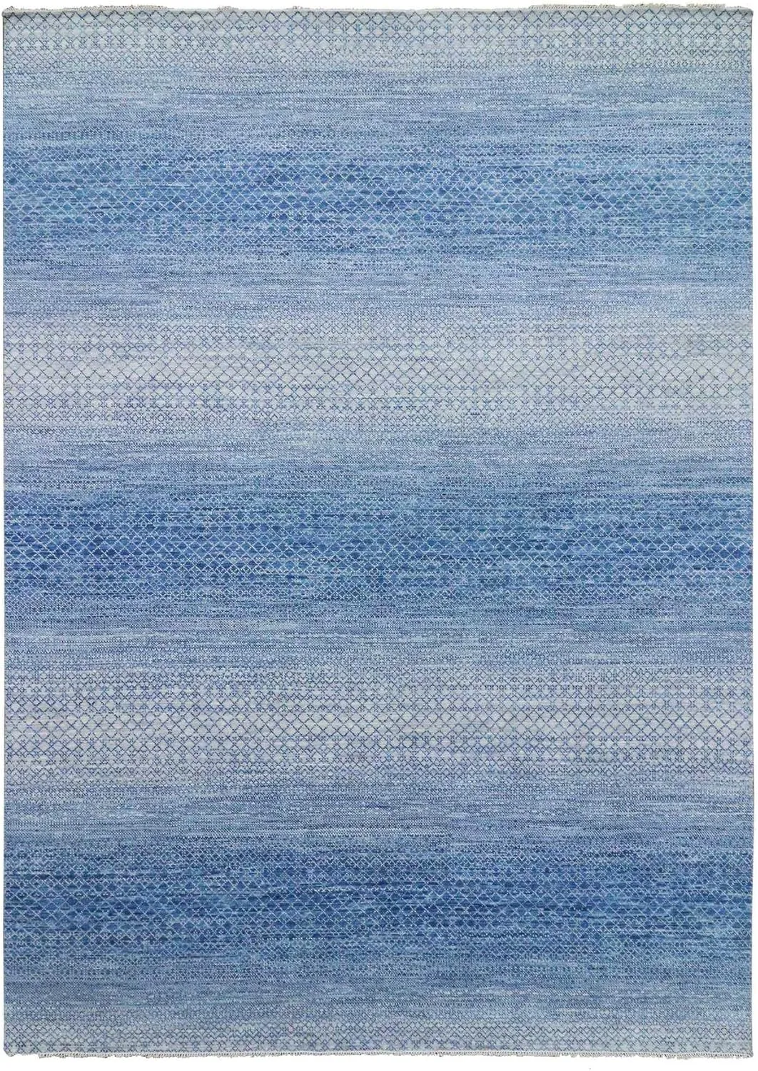 Blue Hand Knotted Modern Chiaroscuro Collection Pure Wool Thick and Plush Oriental Rug (10'1"x14')