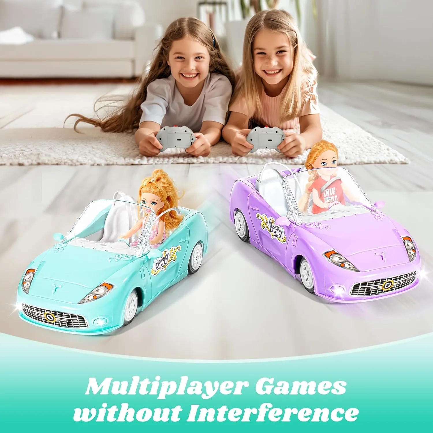 Blue Remote Control Car for Girls, 1:18 Scale RC Cars with LED Light, 2.4 GHZ Blue Truck Toy with 100 Min Long-Lasting Rechargeable Batteries, Gifts for Boys Girls Aged 4-7
