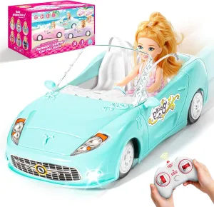 Blue Remote Control Car for Girls, 1:18 Scale RC Cars with LED Light, 2.4 GHZ Blue Truck Toy with 100 Min Long-Lasting Rechargeable Batteries, Gifts for Boys Girls Aged 4-7