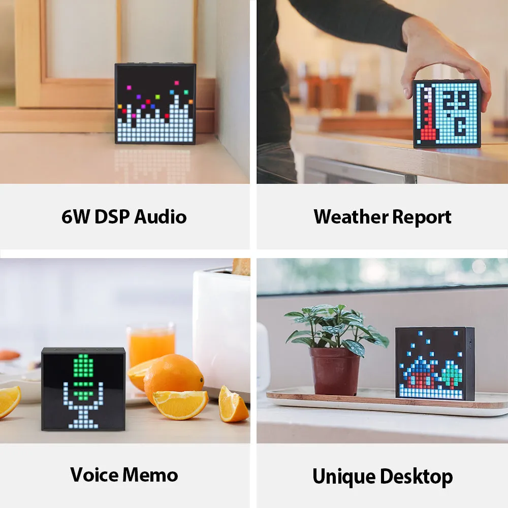 Bluetooth Portable Speaker with Clock, Alarm Programmable LED Display for Pixel Art Creation, Unique Gift