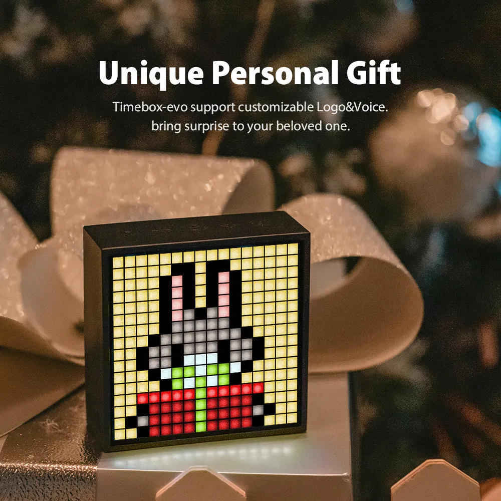 Bluetooth Portable Speaker with Clock, Alarm Programmable LED Display for Pixel Art Creation, Unique Gift
