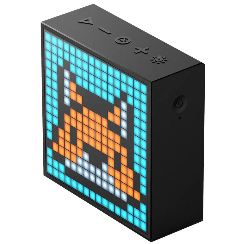 Bluetooth Portable Speaker with Clock, Alarm Programmable LED Display for Pixel Art Creation, Unique Gift