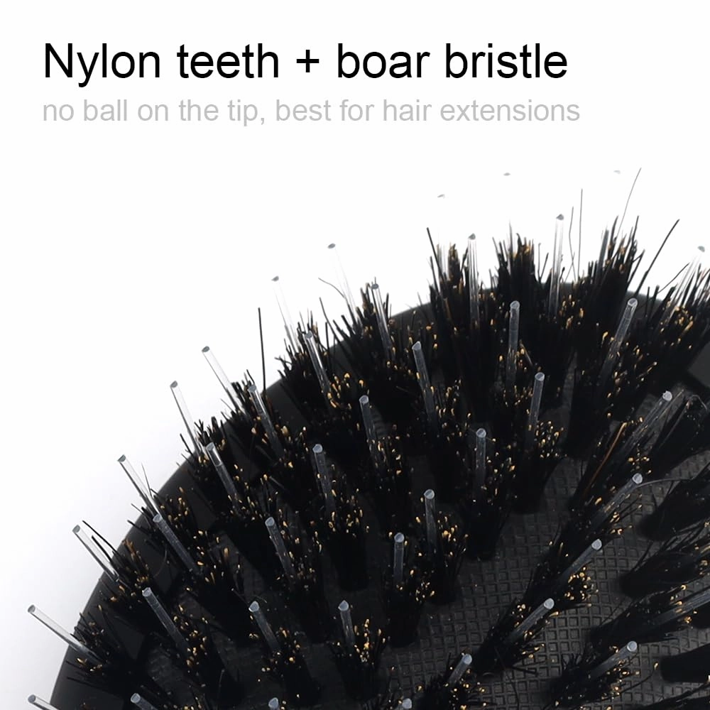 Boar Bristle Hair Brush Set Matte Finish Brush for Hair Extensions Mini Travel Brush Nylon Teeth Natural Paddle Detanging Cushion Brush for Hair Styling Smoothing
