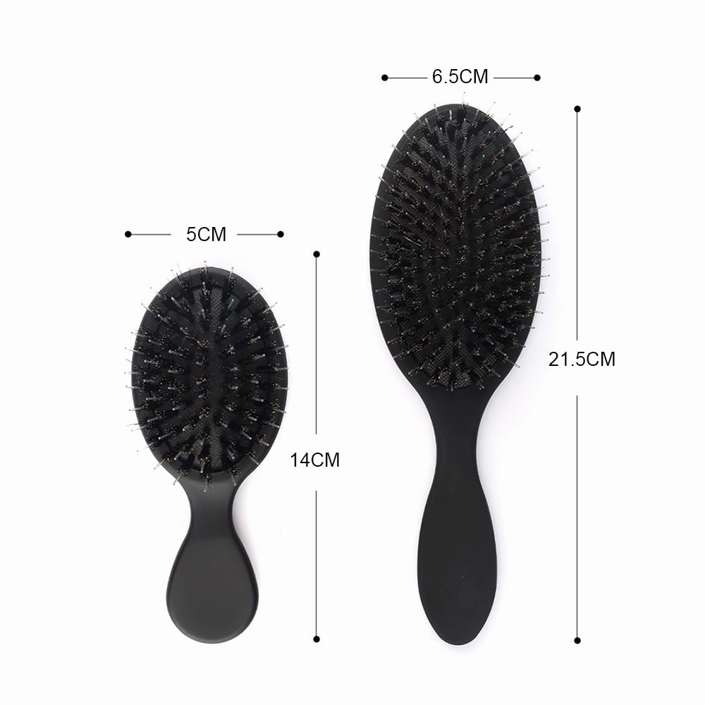 Boar Bristle Hair Brush Set Matte Finish Brush for Hair Extensions Mini Travel Brush Nylon Teeth Natural Paddle Detanging Cushion Brush for Hair Styling Smoothing