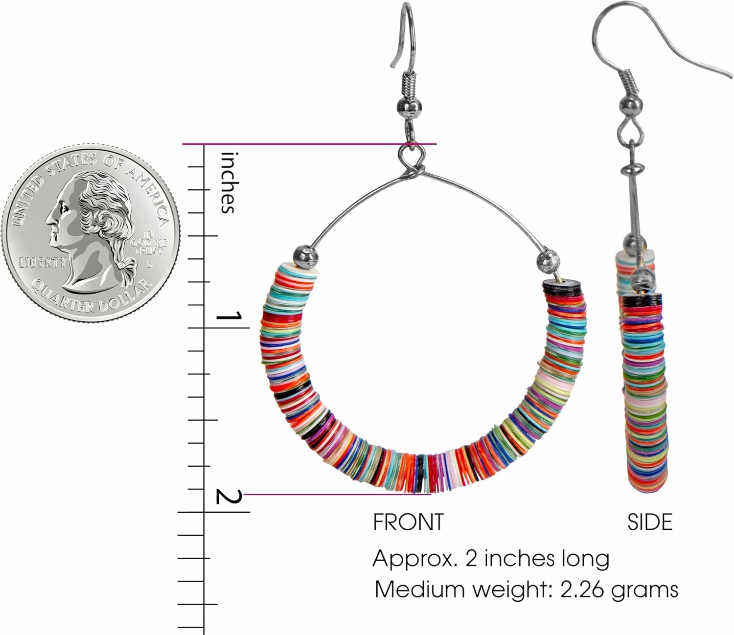 Bohemian Multi-Colored Sequin Hoop Gold Earrings - SPUNKYsoul Collection…