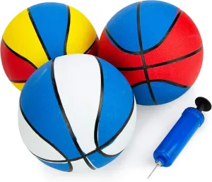 Boley Rubber Basketball Set with Pump - 3 Pk 22 inch Size 3 Indoor & Outdoor Basketballs for Kids 3 