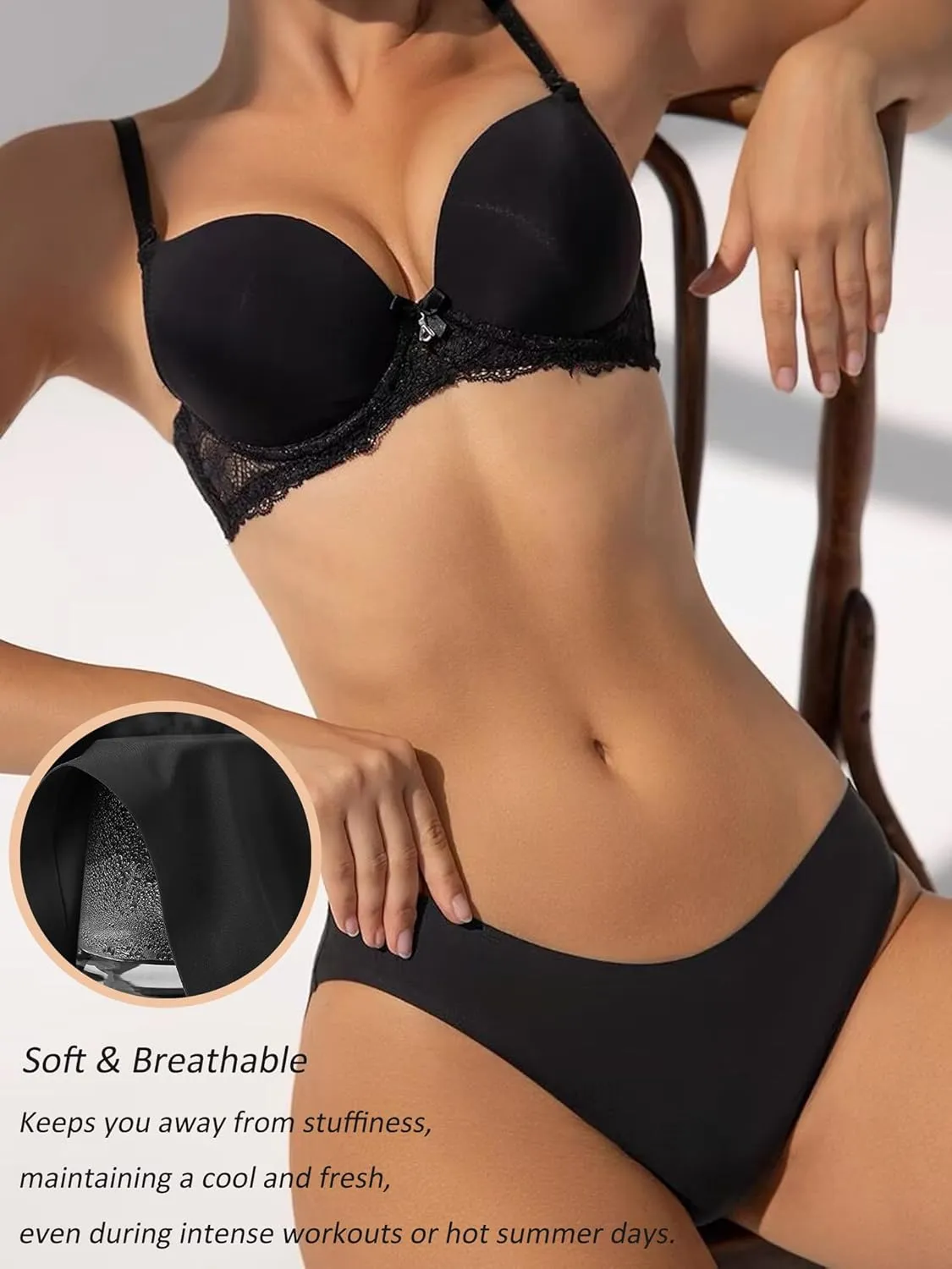 Bolivelan Womens Mid-Rise Seamless Thongs Comfy Underwear G-Strings Panties
