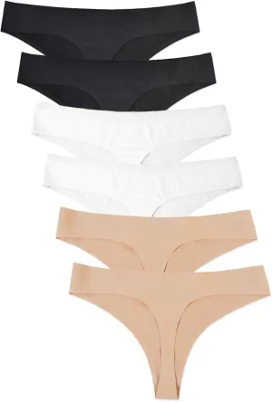 Bolivelan Womens Mid-Rise Seamless Thongs Comfy Underwear G-Strings Panties