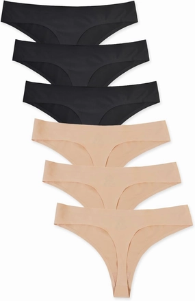 Bolivelan Womens Mid-Rise Seamless Thongs Comfy Underwear G-Strings Panties