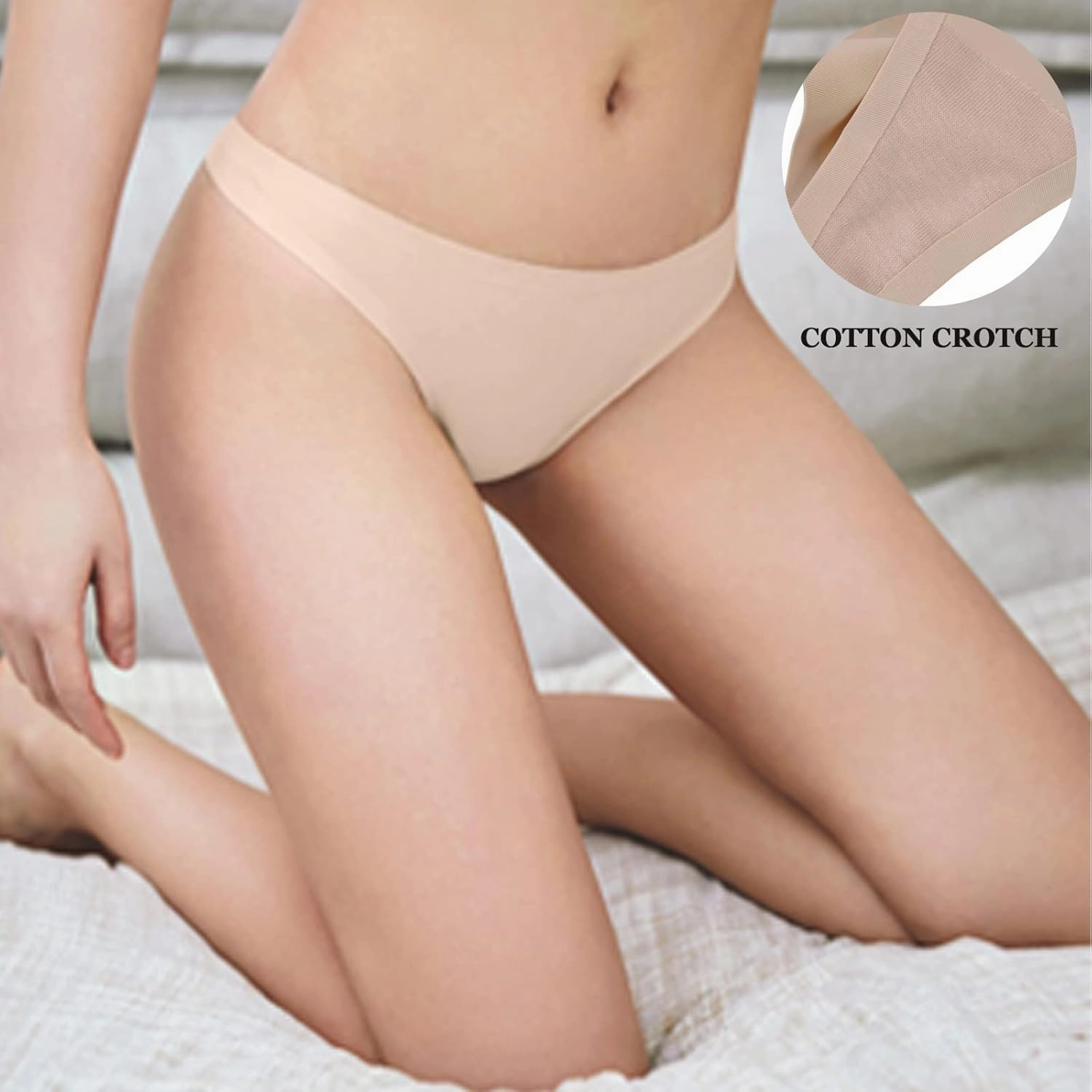 Bolivelan Womens Mid-Rise Seamless Thongs Comfy Underwear G-Strings Panties