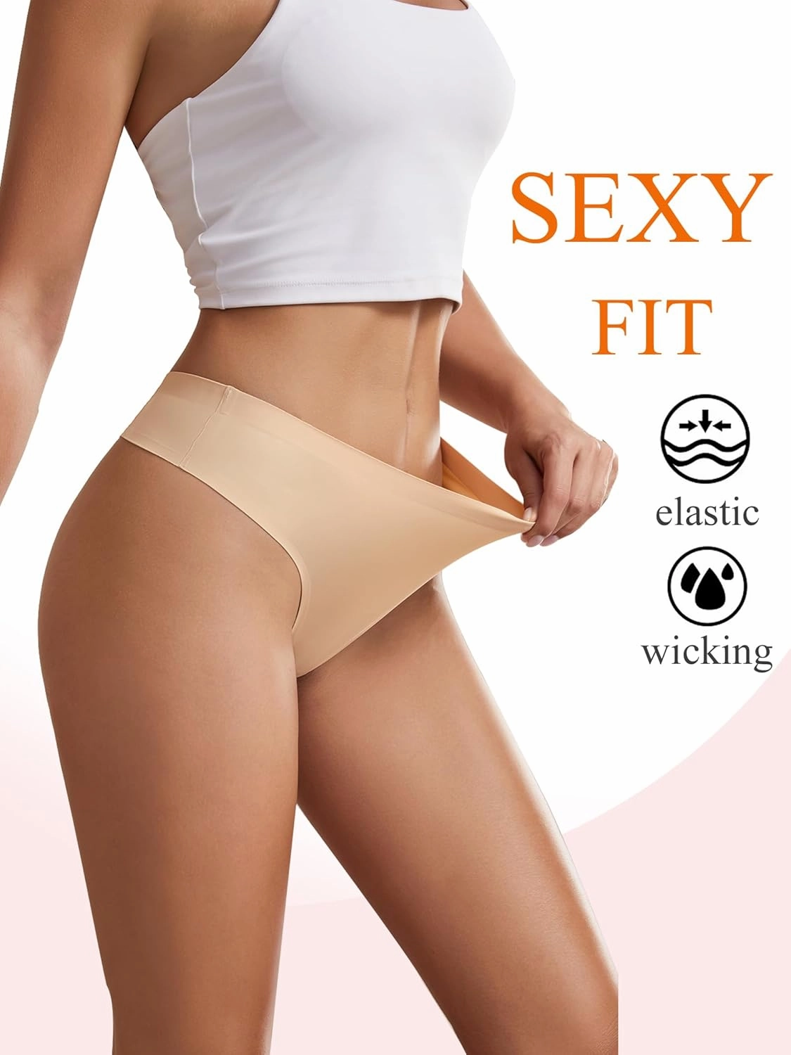 Bolivelan Womens Mid-Rise Seamless Thongs Comfy Underwear G-Strings Panties