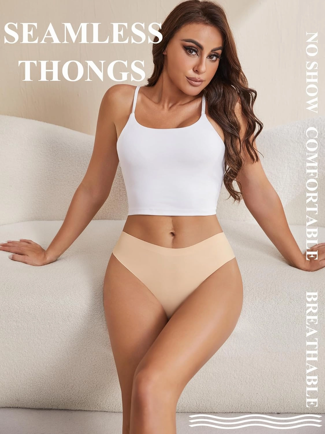 Bolivelan Womens Mid-Rise Seamless Thongs Comfy Underwear G-Strings Panties