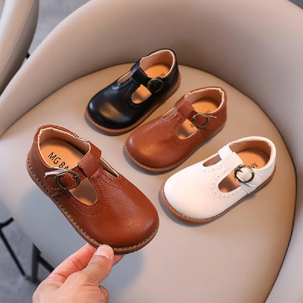 Boys Pu Shoes Vintage Girls Academy Wind Small Single Shoes