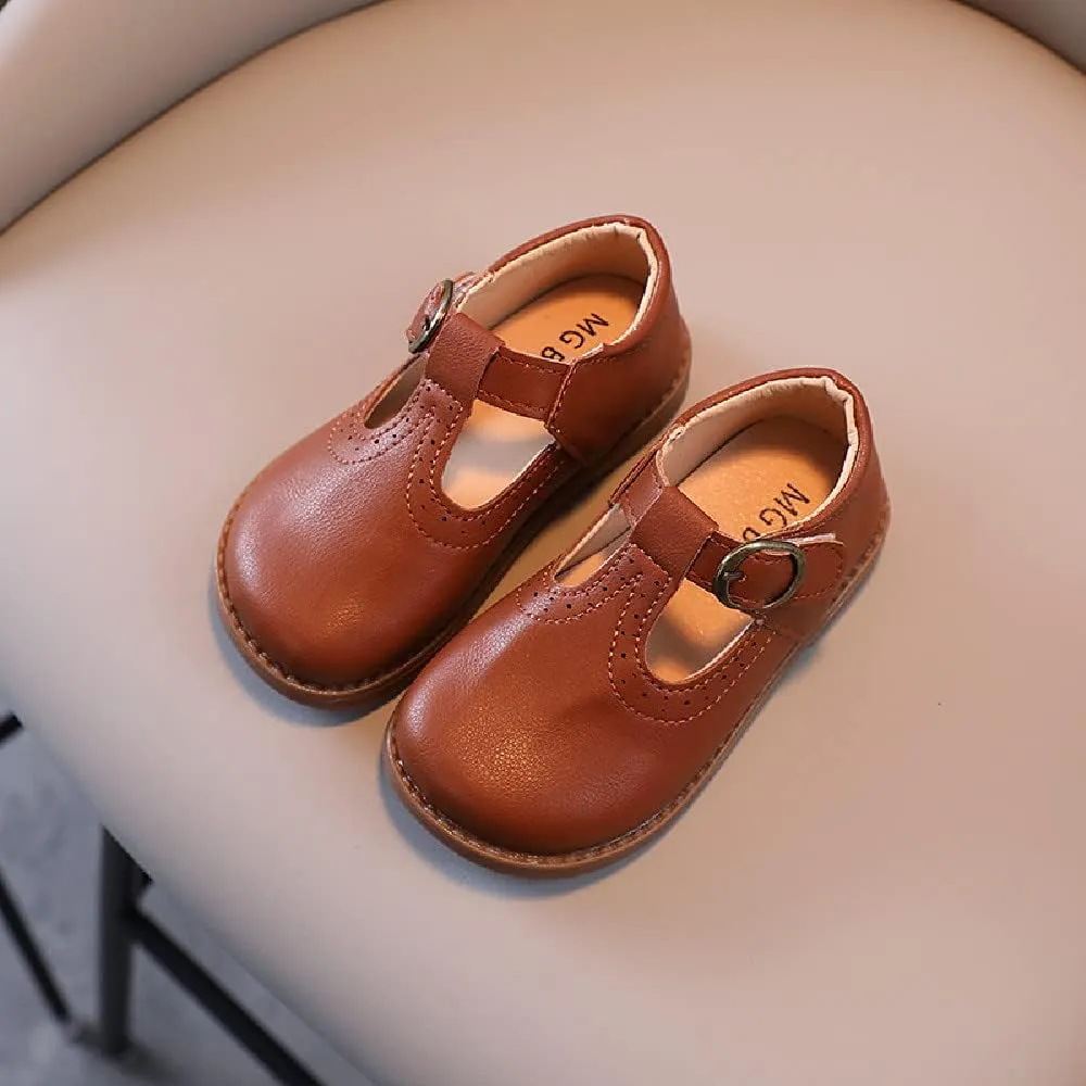 Boys Pu Shoes Vintage Girls Academy Wind Small Single Shoes