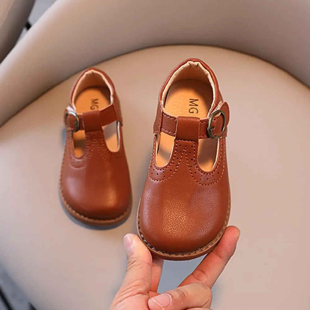Boys Pu Shoes Vintage Girls Academy Wind Small Single Shoes