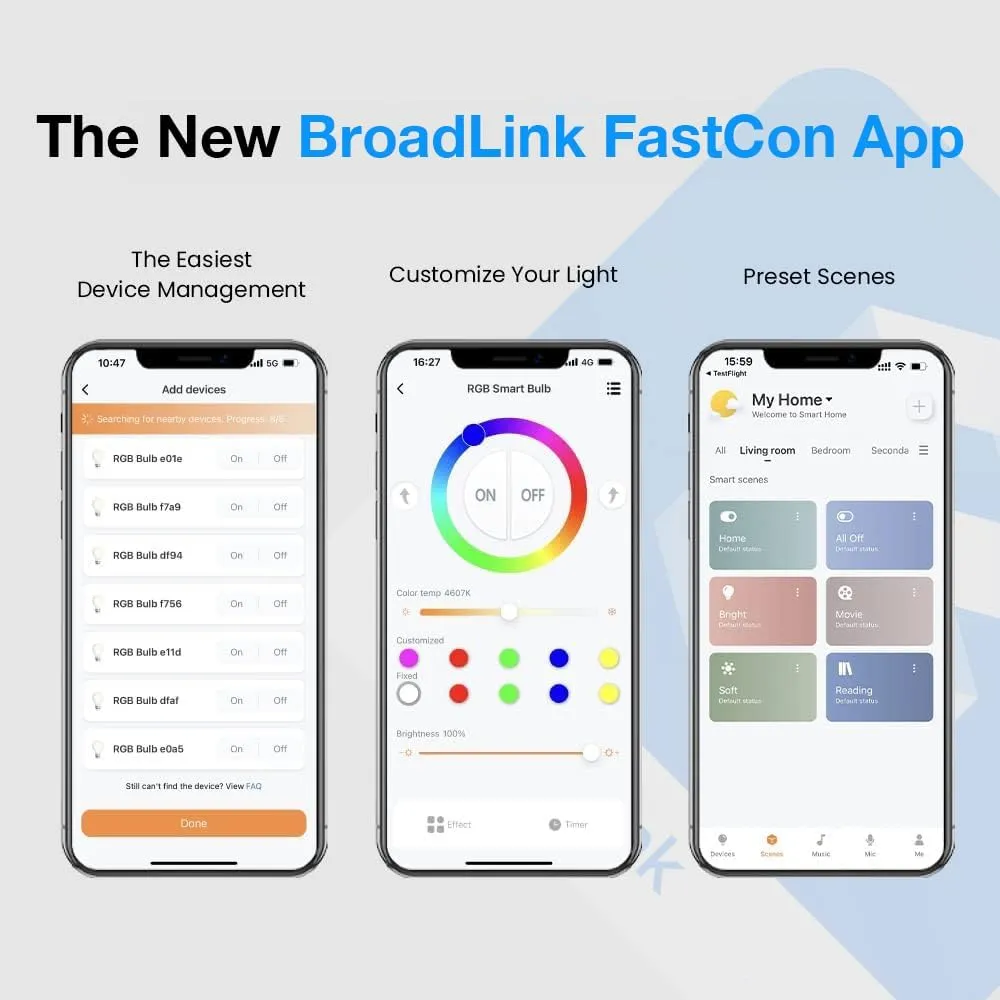 BroadLink Smart Home Starter Kit - Includes 3 Bulbs, 1 Scene Switch and 1 Hub, Uses FastCon and Bluetooth Low Energy Tech, Compatible with Alexa and Google Home