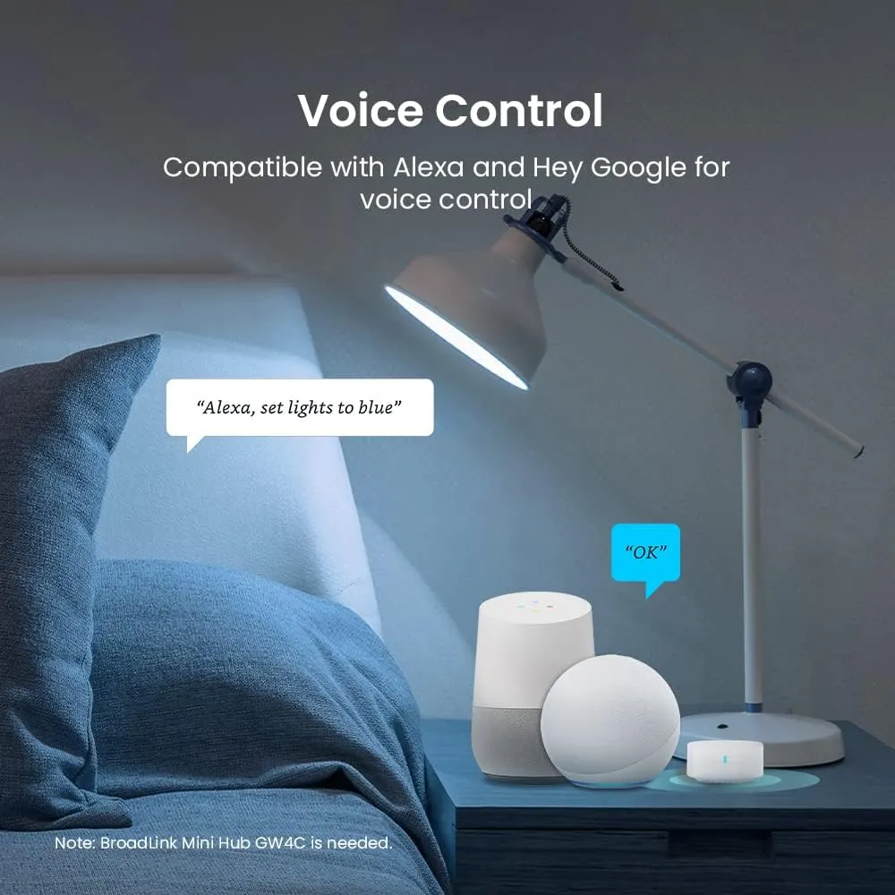 BroadLink Smart Home Starter Kit - Includes 3 Bulbs, 1 Scene Switch and 1 Hub, Uses FastCon and Bluetooth Low Energy Tech, Compatible with Alexa and Google Home