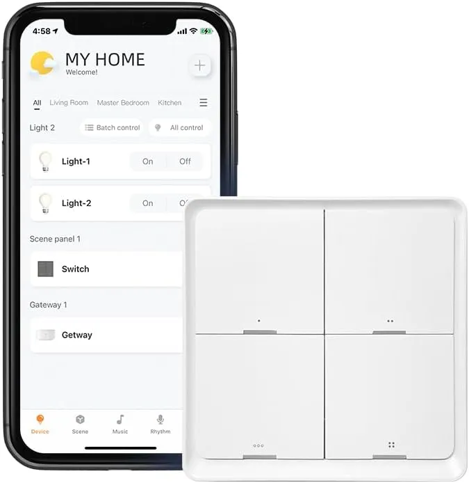 BroadLink Wireless Smart Button Scene Switch for Home Automation, Press Buttons to Activate Scenes