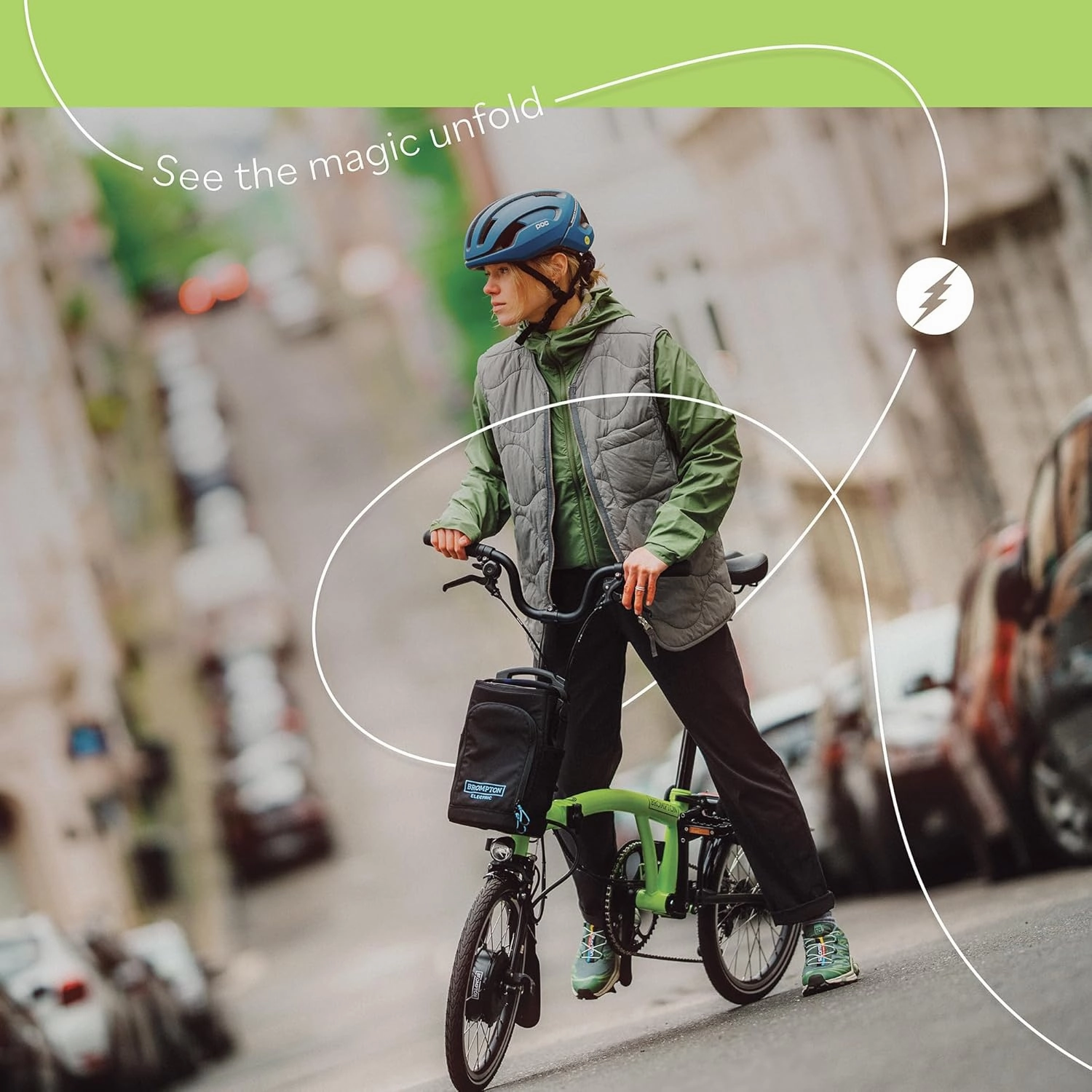 Brompton Electric Folding Bike for Adults C Line 12-Speed | Compact, Lightweight, Pedal-Assist Commuter E-Bike
