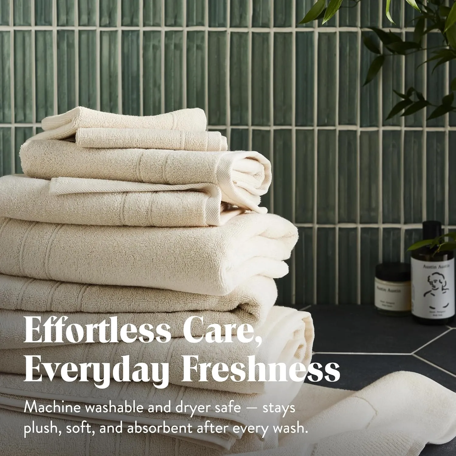 Brooklinen Super-Plush Turkish Cotton Bath Towel Set - Includes 4 Bath Towels Cotton, 820 GSM, Highly Absorbent, Machine Washable, Perfect for Home & Bathroom (Vanilla)