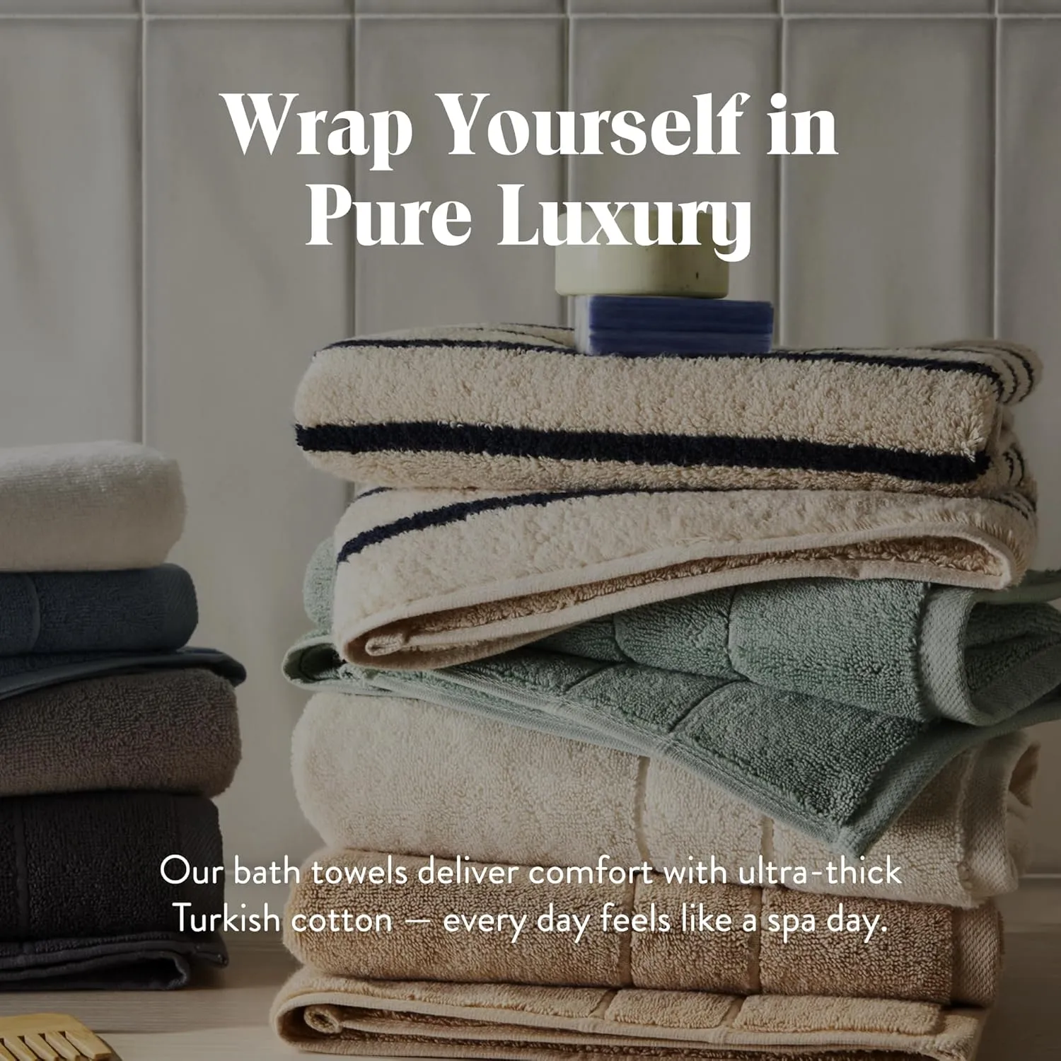 Brooklinen Super-Plush Turkish Cotton Bath Towel Set - Includes 4 Bath Towels Cotton, 820 GSM, Highly Absorbent, Machine Washable, Perfect for Home & Bathroom (Vanilla)
