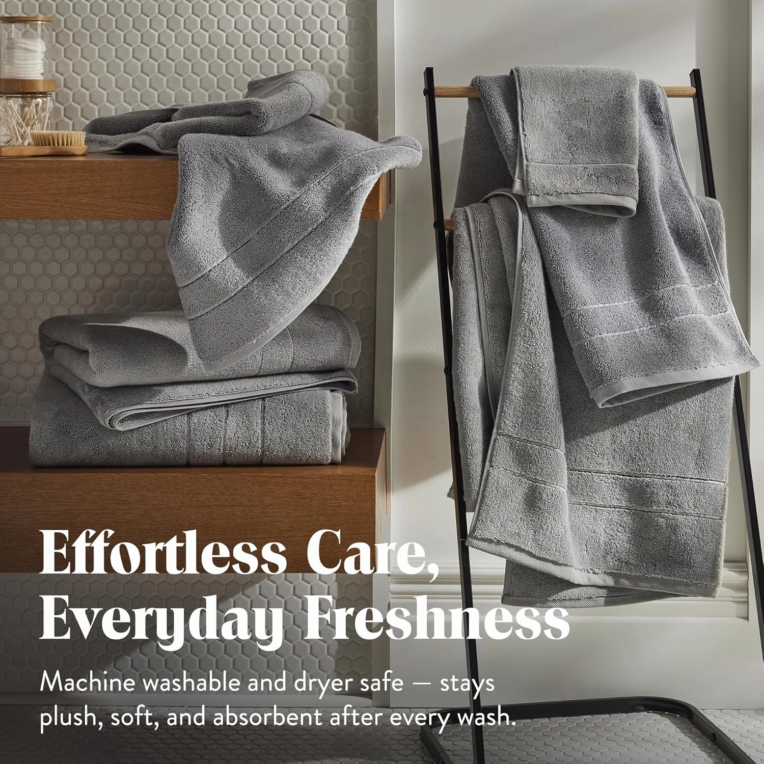 Brooklinen Super-Plush Turkish Cotton Bath Towel Set - Includes 4 Bath Towels Cotton, 820 GSM, Highly Absorbent, Machine Washable, Perfect for Home & Bathroom (Smoke Grey)