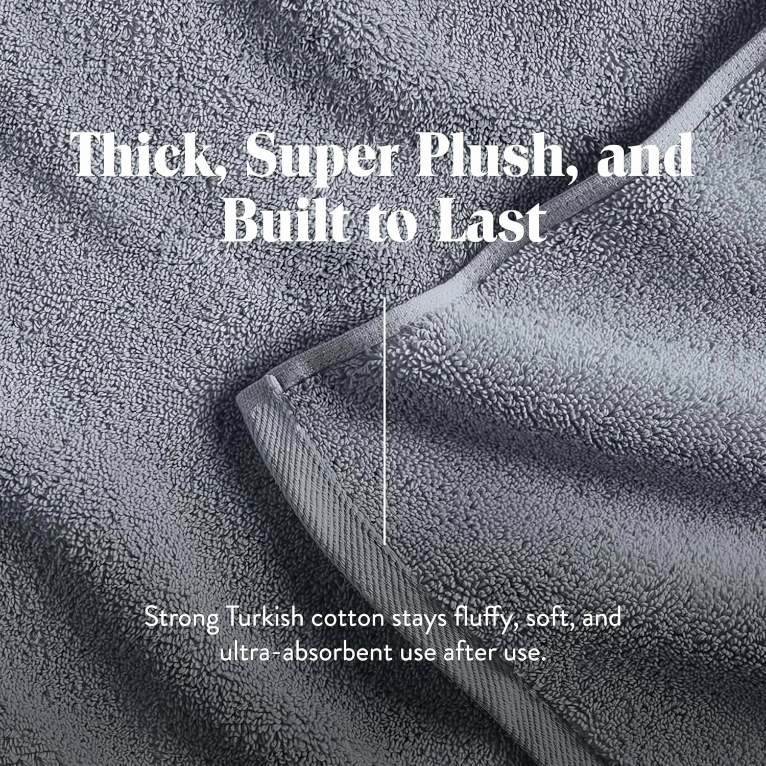 Brooklinen Super-Plush Turkish Cotton Bath Towel Set - Includes 4 Bath Towels Cotton, 820 GSM, Highly Absorbent, Machine Washable, Perfect for Home & Bathroom (Smoke Grey)