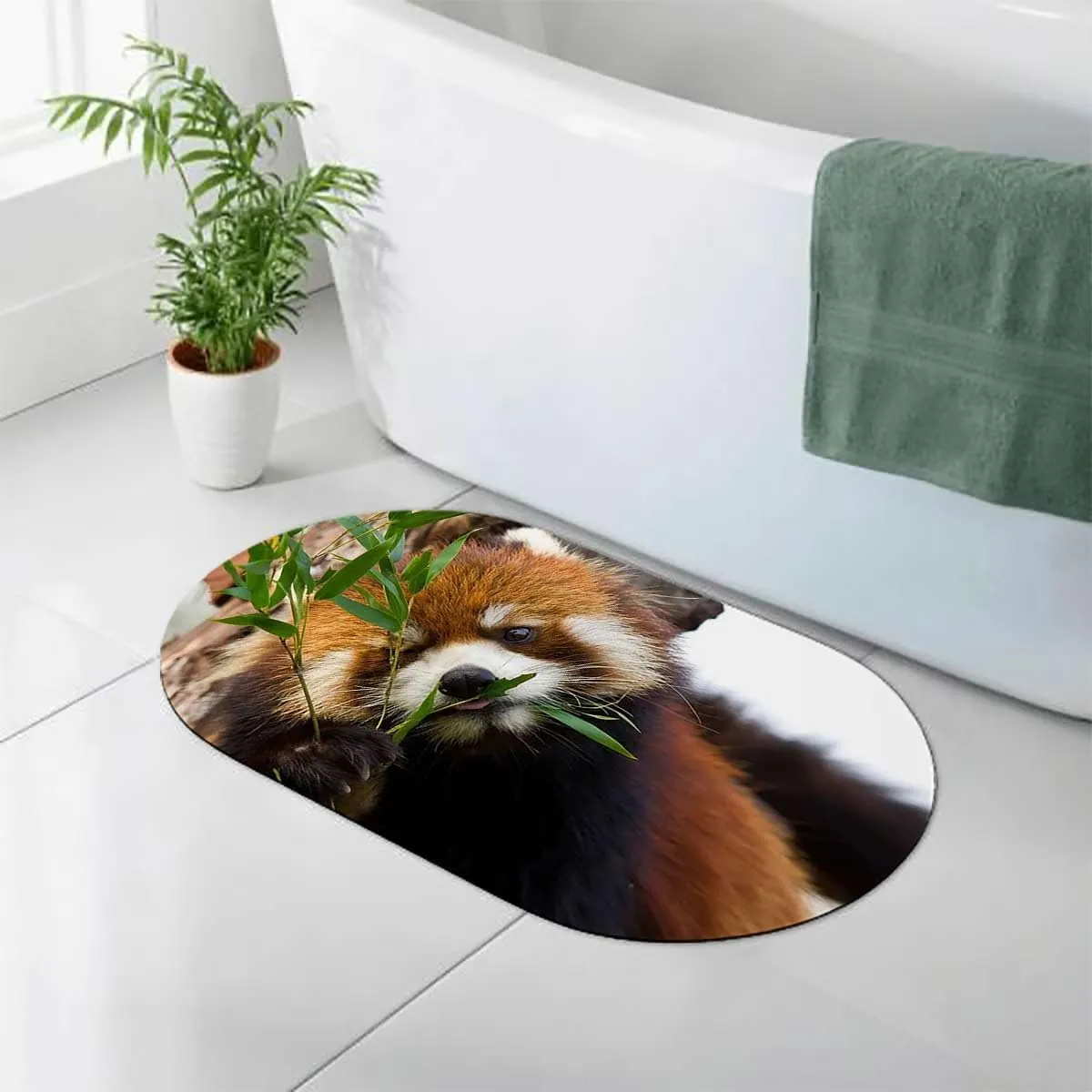 Brown Green Bathroom Rugs Bath Mat Africa Panda Activity Eco Photo Bath Mat Rug Quick Dry Super Absorbent Bathroom Mat Jungle Animals 19.7x31.5 Inches