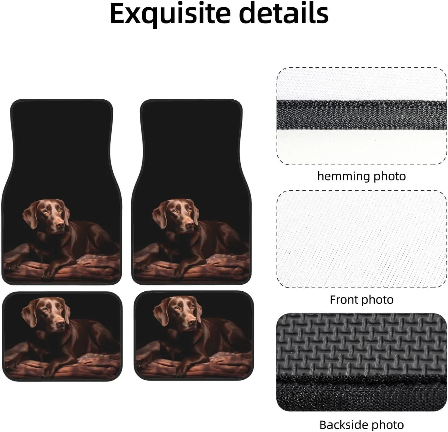 Brown Labrador Universal Car Floor Mats, Car Foot Mat Set of 4 Pieces, Automotive Front Rear Floor Foot Mats, Anti-Slip Neoprene Car Floor Rugs,for Suvs, Sedans, Van, Trucks