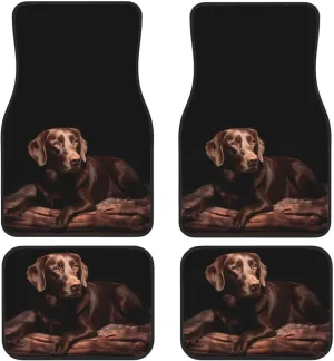 Brown Labrador Universal Car Floor Mats, Car Foot Mat Set of 4 Pieces, Automotive Front Rear Floor Foot Mats, Anti-Slip Neoprene Car Floor Rugs,for Suvs, Sedans, Van, Trucks