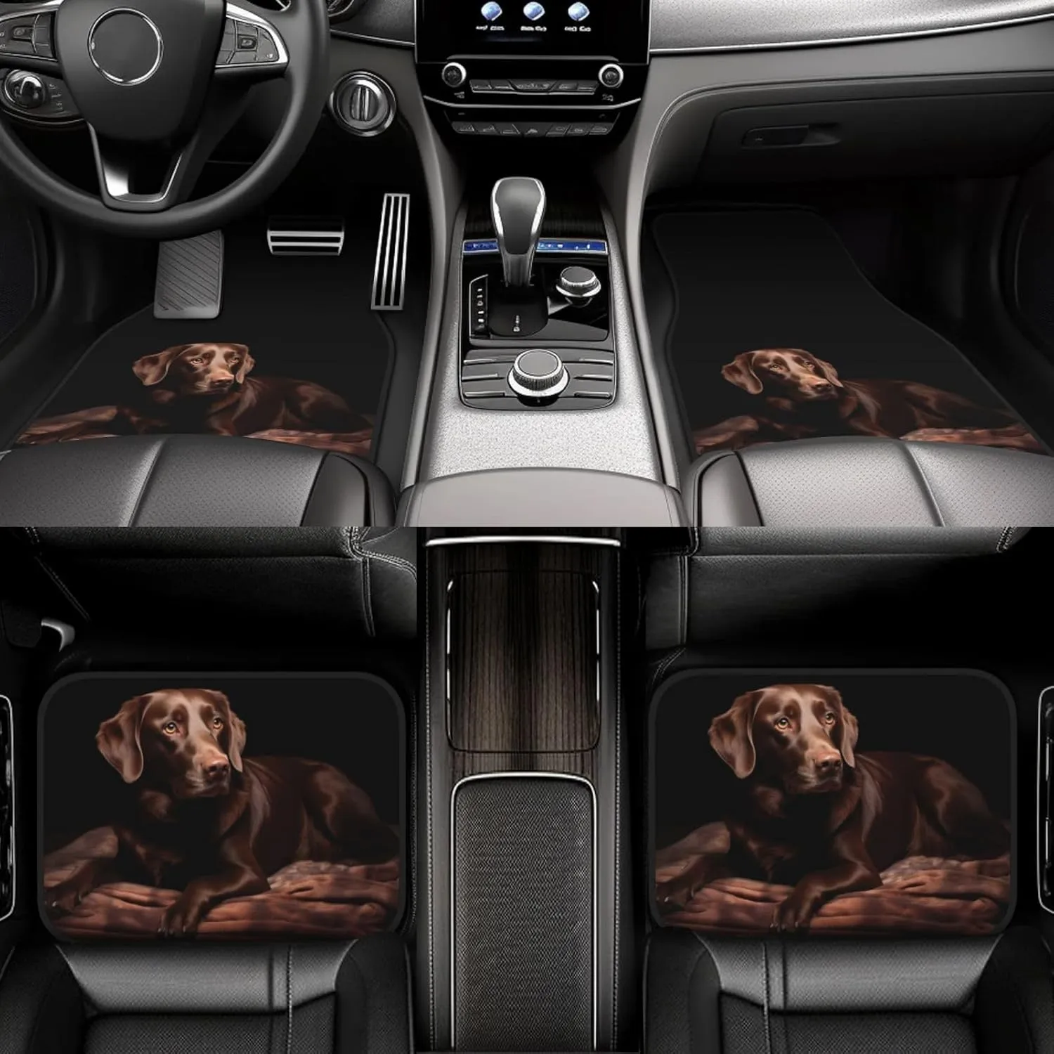 Brown Labrador Universal Car Floor Mats, Car Foot Mat Set of 4 Pieces, Automotive Front Rear Floor Foot Mats, Anti-Slip Neoprene Car Floor Rugs,for Suvs, Sedans, Van, Trucks
