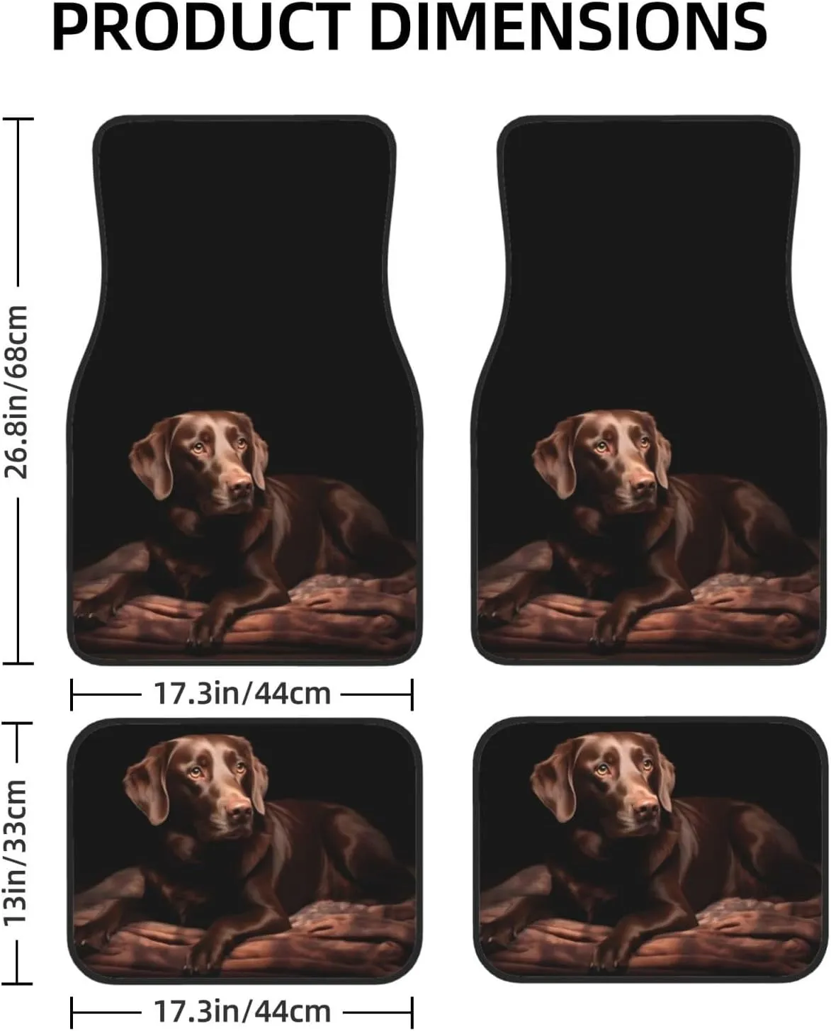 Brown Labrador Universal Car Floor Mats, Car Foot Mat Set of 4 Pieces, Automotive Front Rear Floor Foot Mats, Anti-Slip Neoprene Car Floor Rugs,for Suvs, Sedans, Van, Trucks
