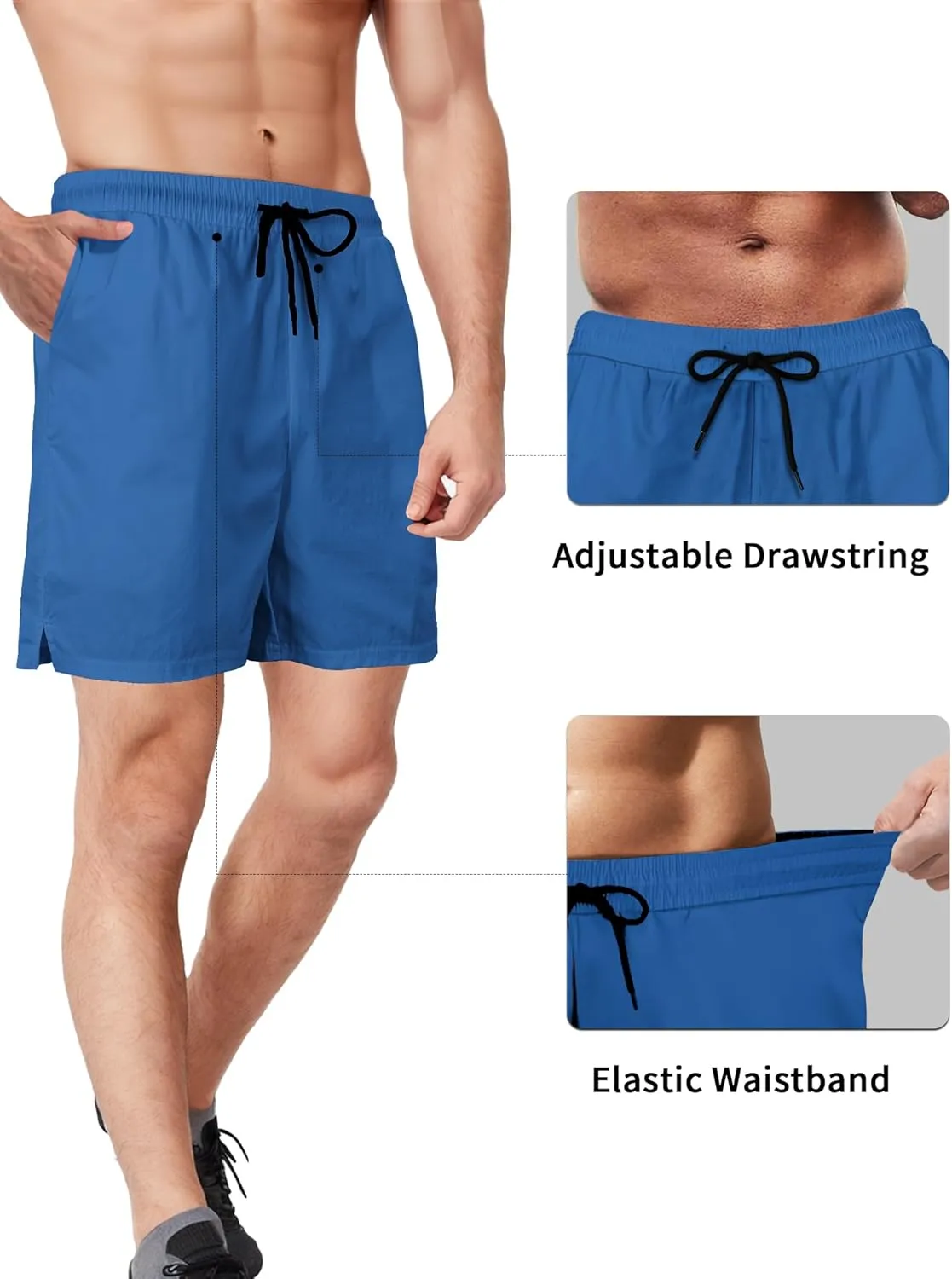 Buauty 2 Pack Mens Athletic Shorts 5 Inch Inseam Workout Gym Running Shorts for Men Quick Dry Lightweight Summer Shorts