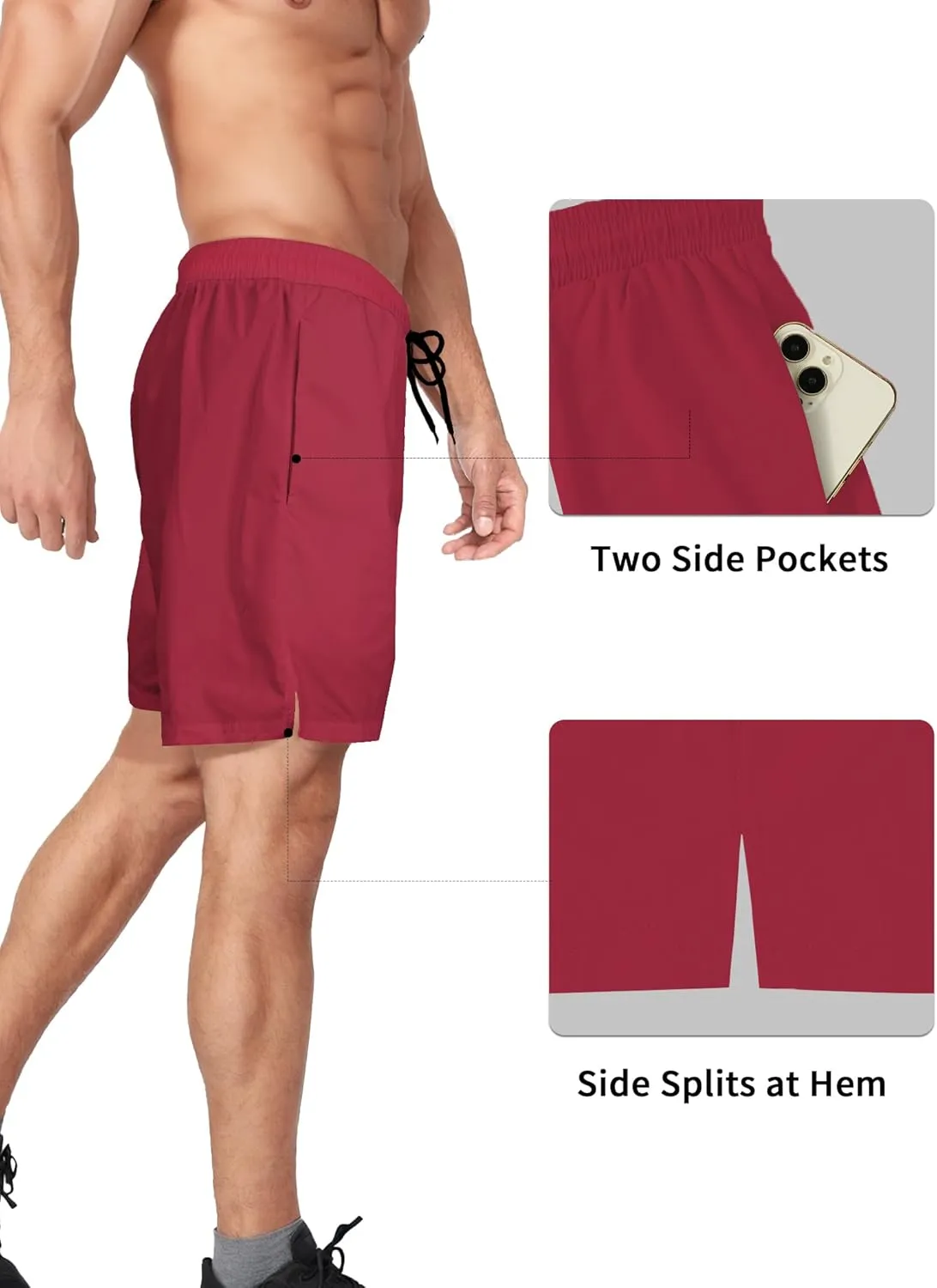 Buauty 2 Pack Mens Athletic Shorts 5 Inch Inseam Workout Gym Running Shorts for Men Quick Dry Lightweight Summer Shorts