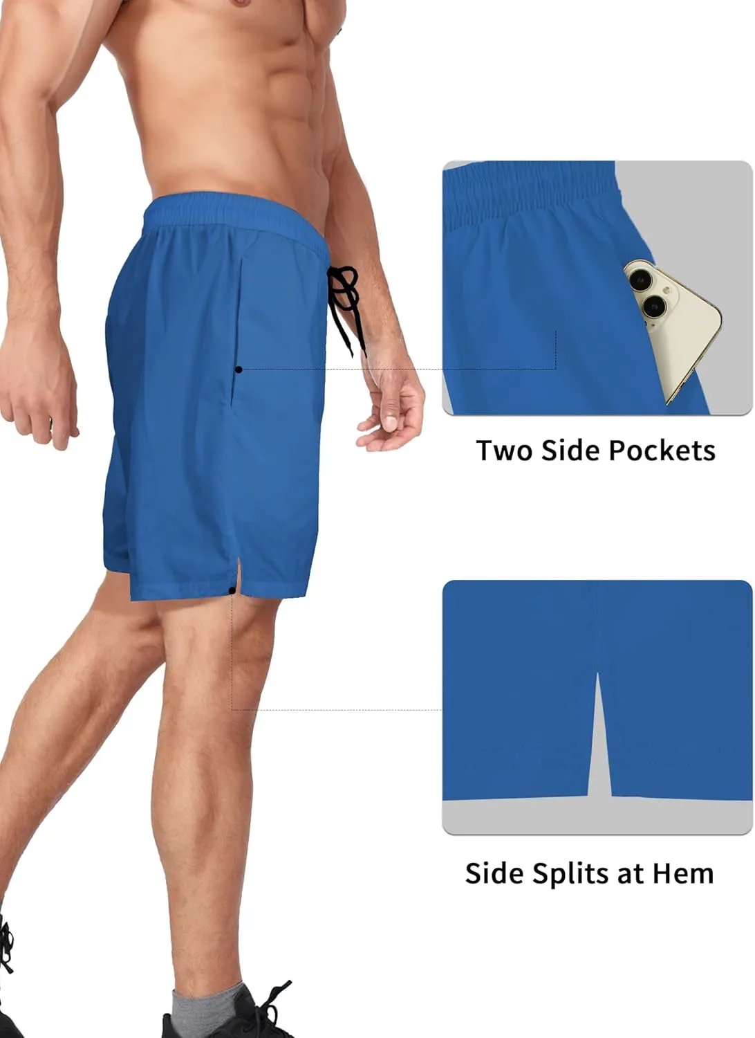 Buauty 2 Pack Mens Athletic Shorts 5 Inch Inseam Workout Gym Running Shorts for Men Quick Dry Lightweight Summer Shorts