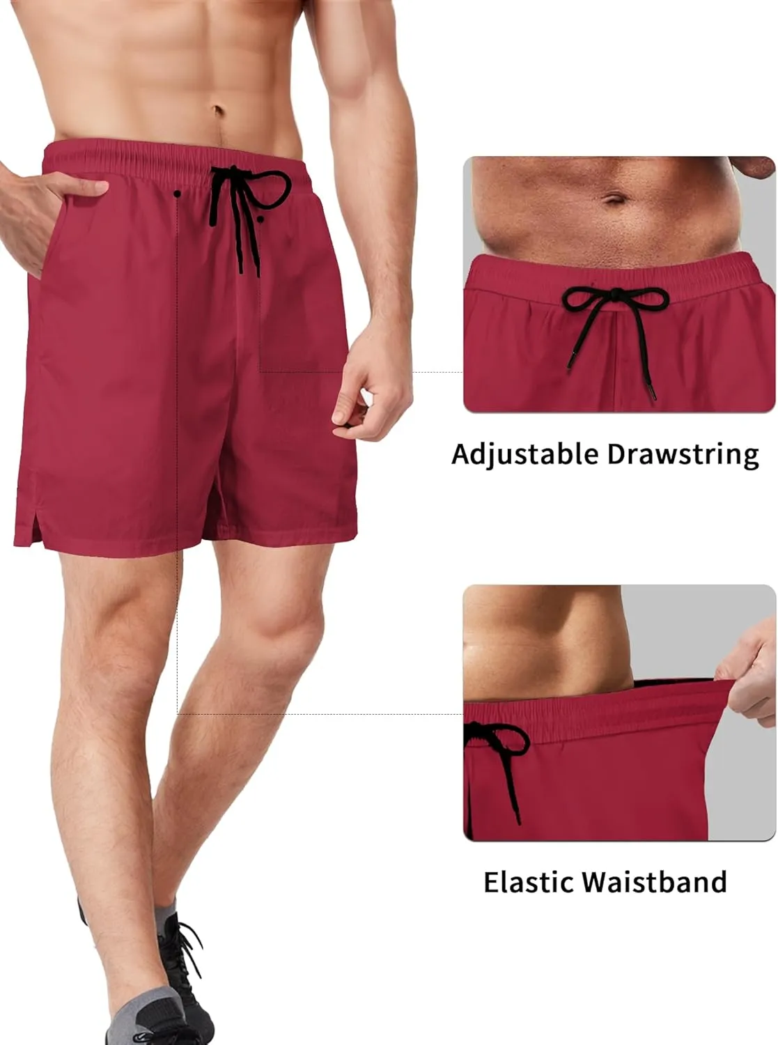 Buauty 2 Pack Mens Athletic Shorts 5 Inch Inseam Workout Gym Running Shorts for Men Quick Dry Lightweight Summer Shorts