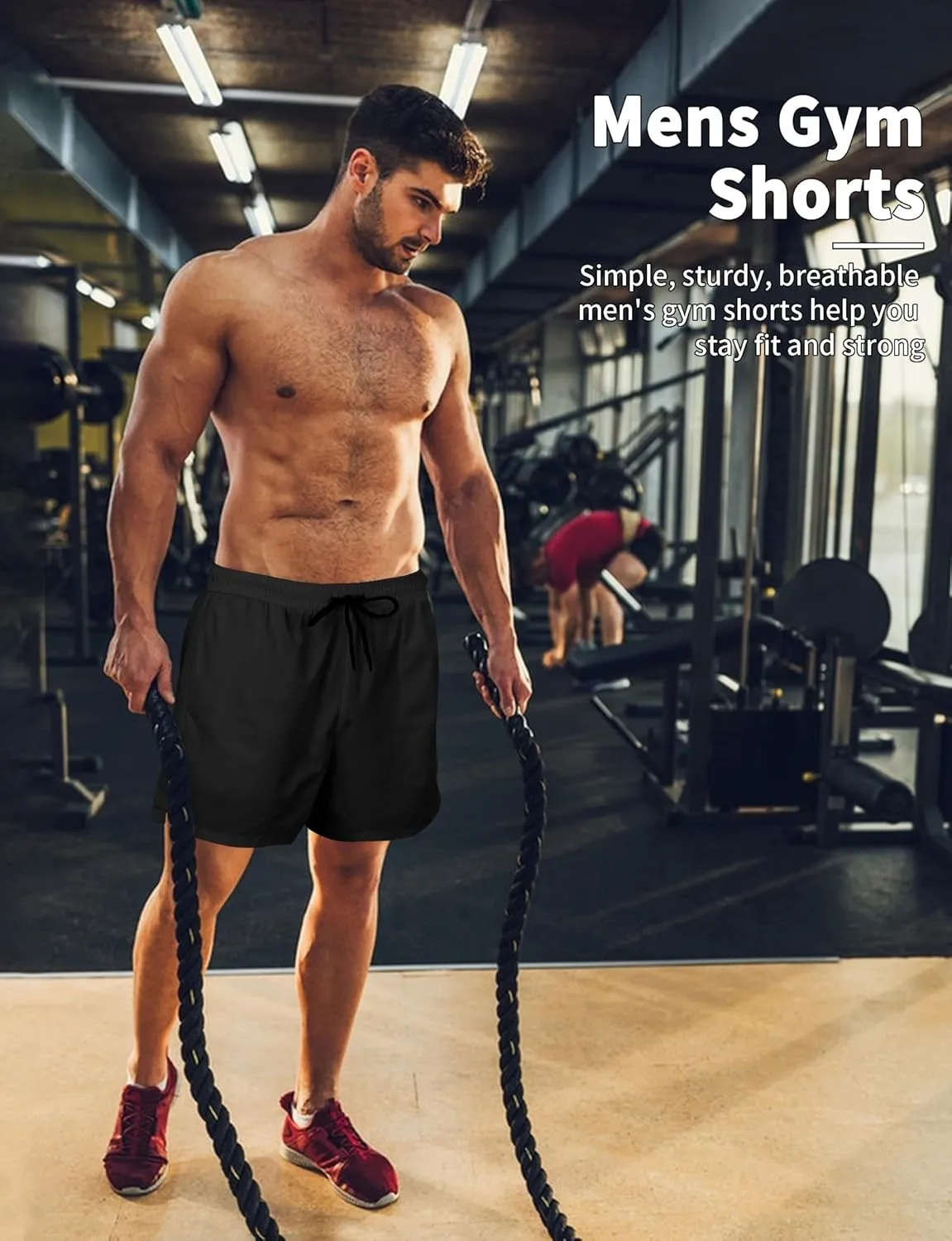 Buauty 2 Pack Mens Athletic Shorts 5 Inch Inseam Workout Gym Running Shorts for Men Quick Dry Lightweight Summer Shorts
