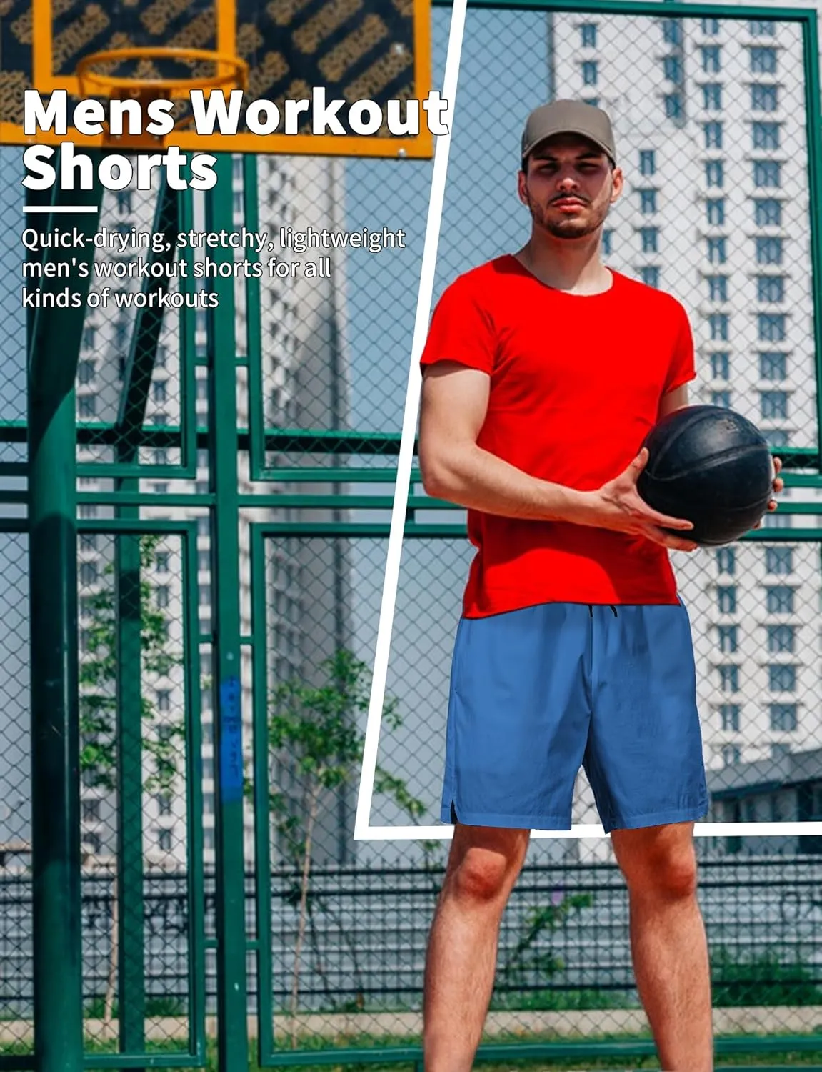Buauty 2 Pack Mens Athletic Shorts 5 Inch Inseam Workout Gym Running Shorts for Men Quick Dry Lightweight Summer Shorts