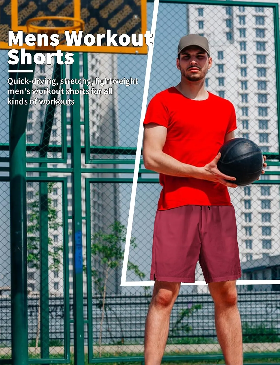 Buauty 2 Pack Mens Athletic Shorts 5 Inch Inseam Workout Gym Running Shorts for Men Quick Dry Lightweight Summer Shorts