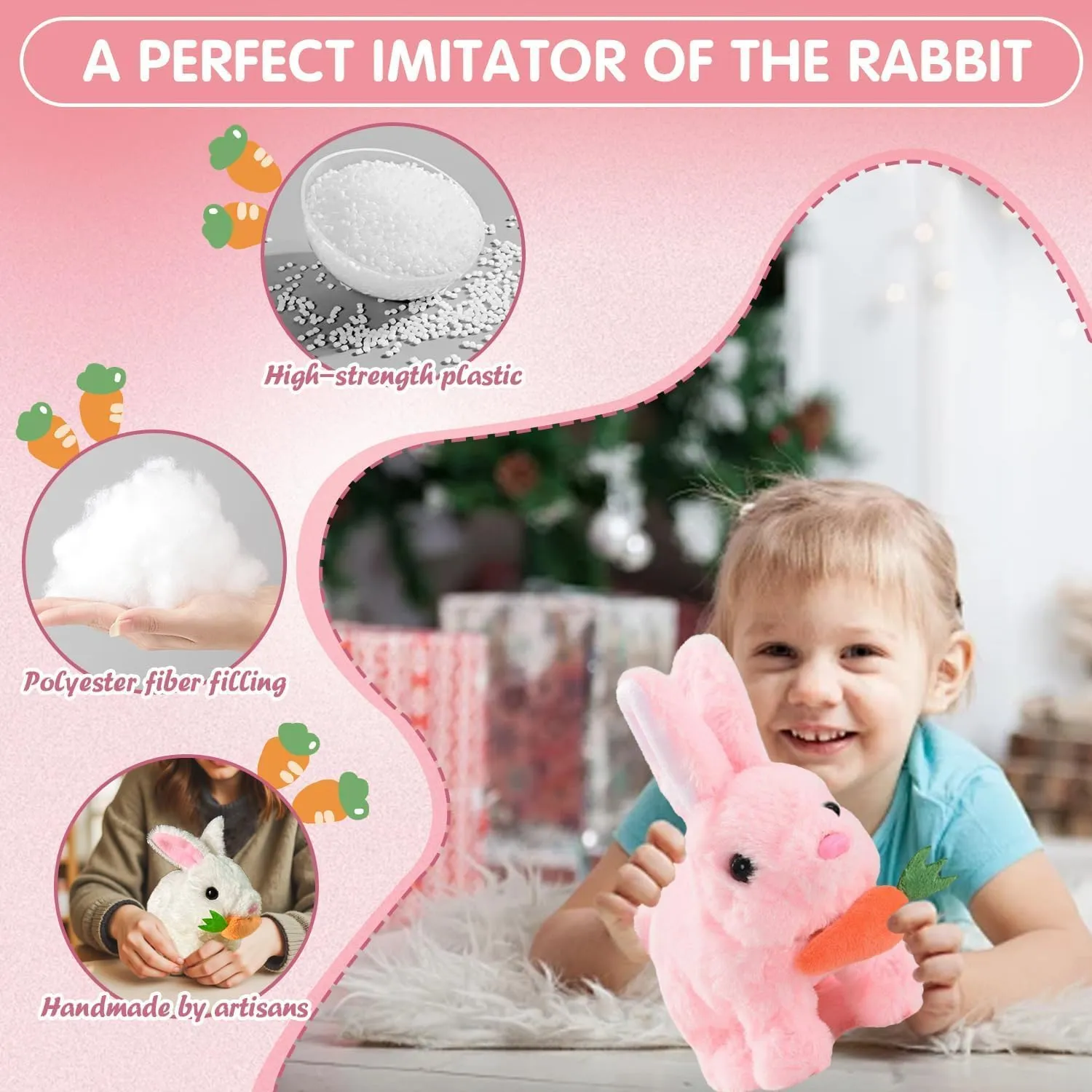 Bunby - My Realistic Bunny Toy, Bunbi Realistic Bunny, Bunny Realistic Bunny Toy, Realistic Bunny That Moves for Kids, Jumping, Twitching, and Shaking Ears, Easter Realistic Moving Rabbit Toy (White)