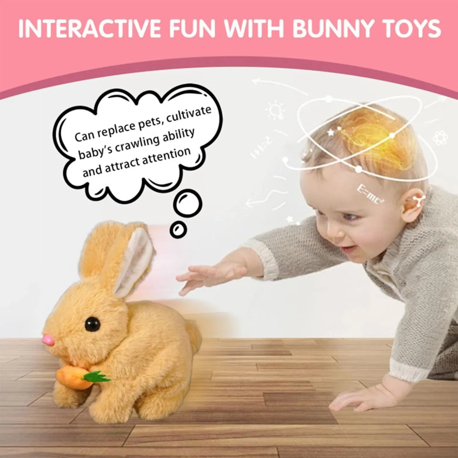 Bunby - My Realistic Bunny Toy, Interactive Bunny Realistic Bunny - Jumping, Twitching, and Shaking Ears, Bunny Realistic Bunny Toy, Bunbi Realistic Bunny, Realistic Bunny Toys for Kids (Brown)