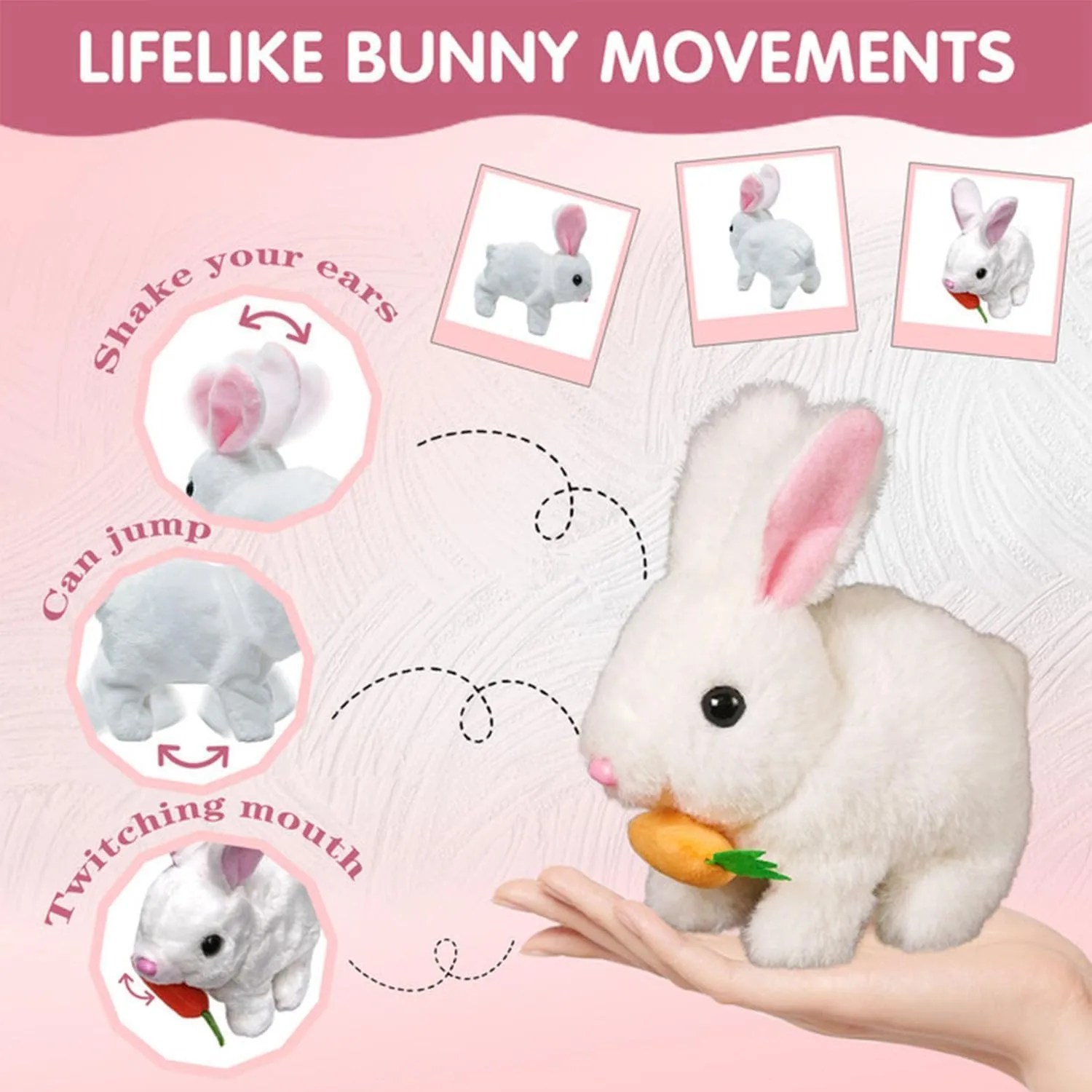 Bunby - My Realistic Bunny Toy, Interactive Bunny Realistic Bunny - Jumping, Twitching, and Shaking Ears, Bunny Realistic Bunny Toy, Bunbi Realistic Bunny, Realistic Bunny Toys for Kids (Brown)